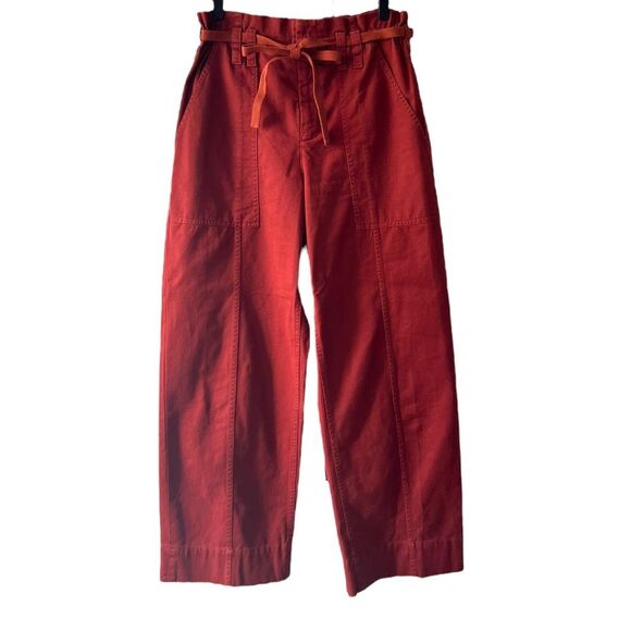 A.L.C. Augusta Belted Paperbag Cargo Pants Red-Drk Size 6 - Picture 5 of 12